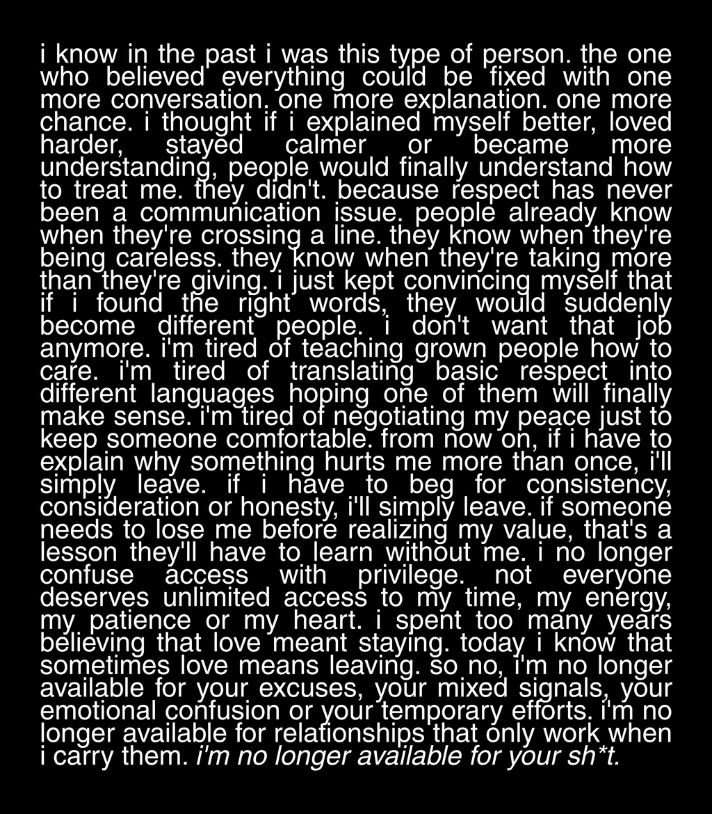 "NO LONGER AVAILABLE FOR YOUR SHIT" T SHIRT UNISEXE